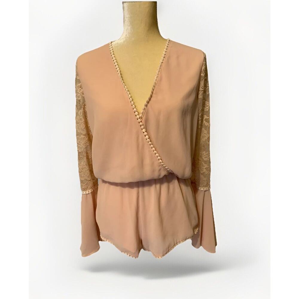 NEW ECRU Lab Peach Bell Sleeve Romper Size S